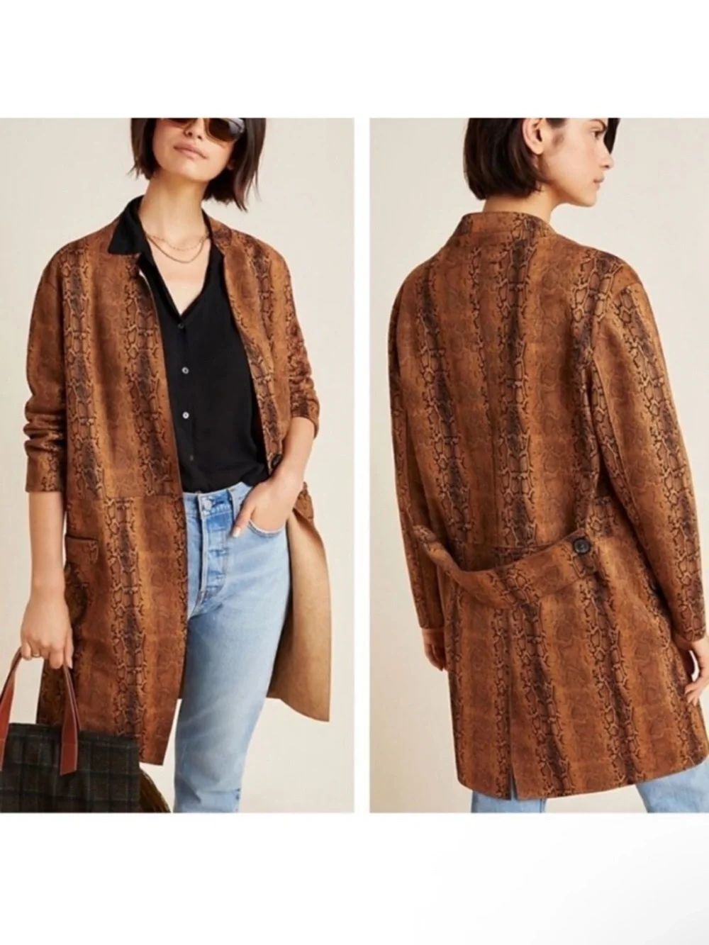 NWT Anthropologie BLANKNYC Renegade Snake Printed Blazer Jacket S